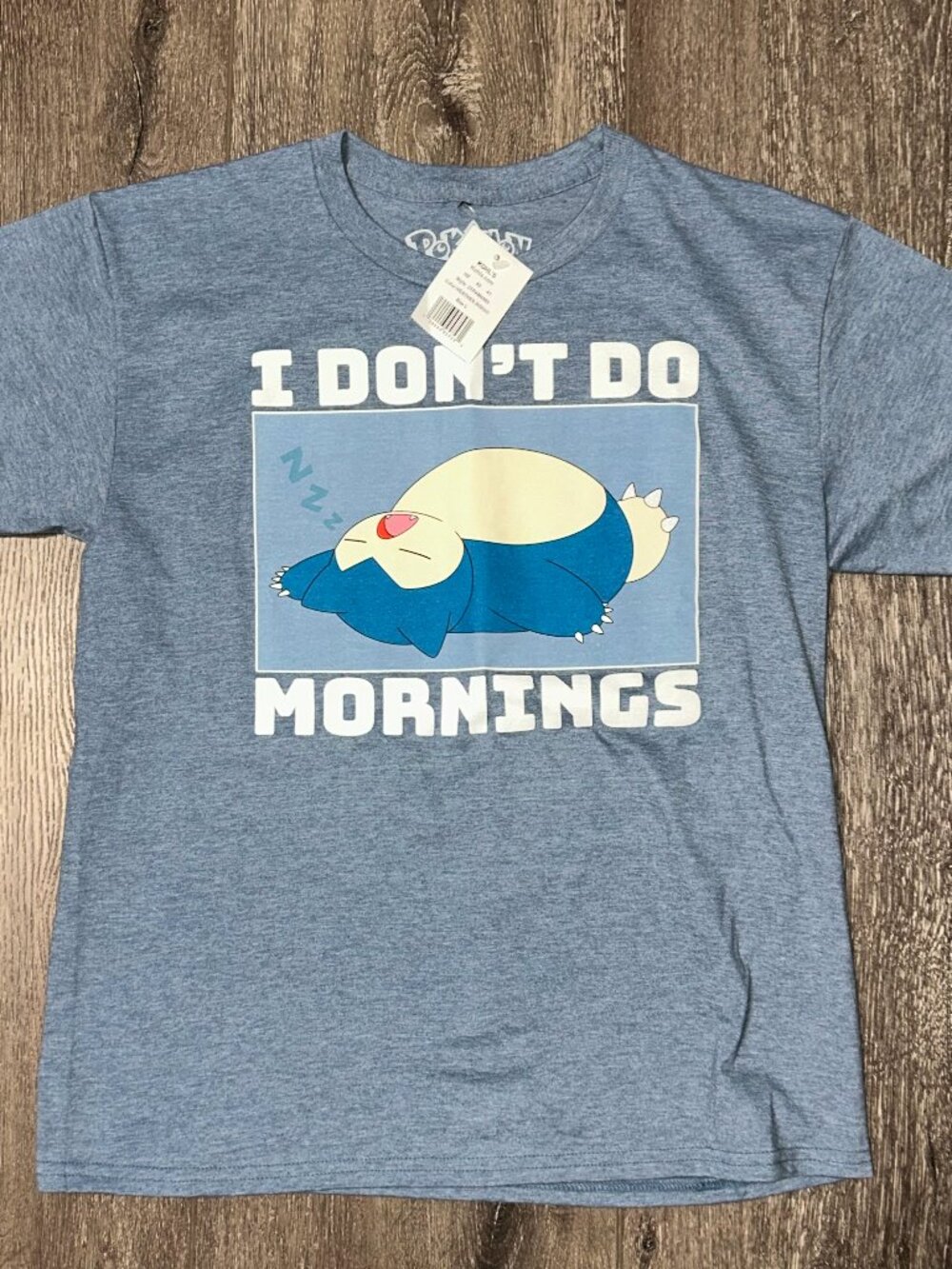 Pokemon I Dont Do Mornings Cotton Blend Blue T-shirt Youth Kids Size M 10/12 NWT